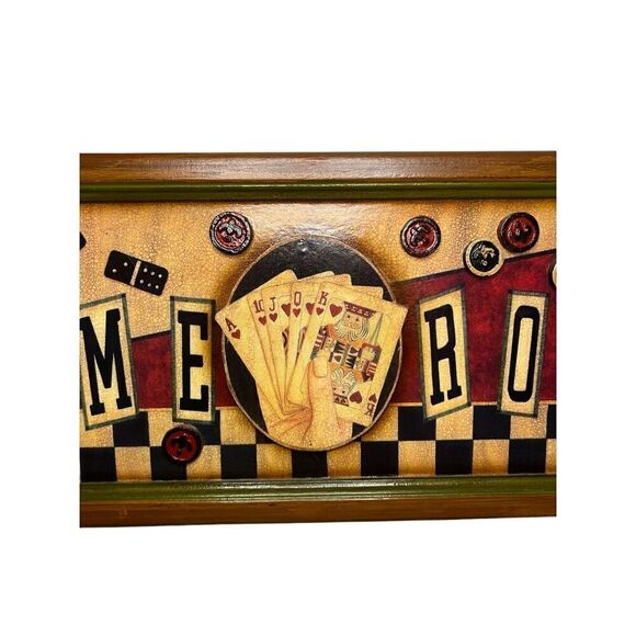Linda Spivey GAME ROOM Large Wall Sign Decoration Poker Hanging 3D Wood Art 32” - Picture 3 of 7